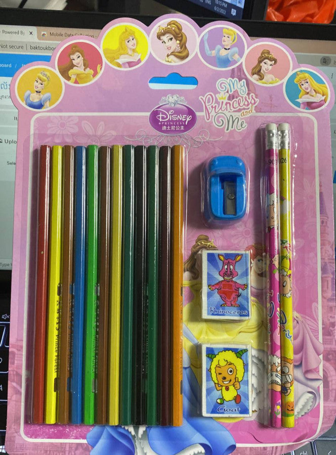កូល័រ-ខ្មៅដៃ-ឈុត-ថែមខ្មៅដៃ២-ជ័រលុប២-ដែកខួង១